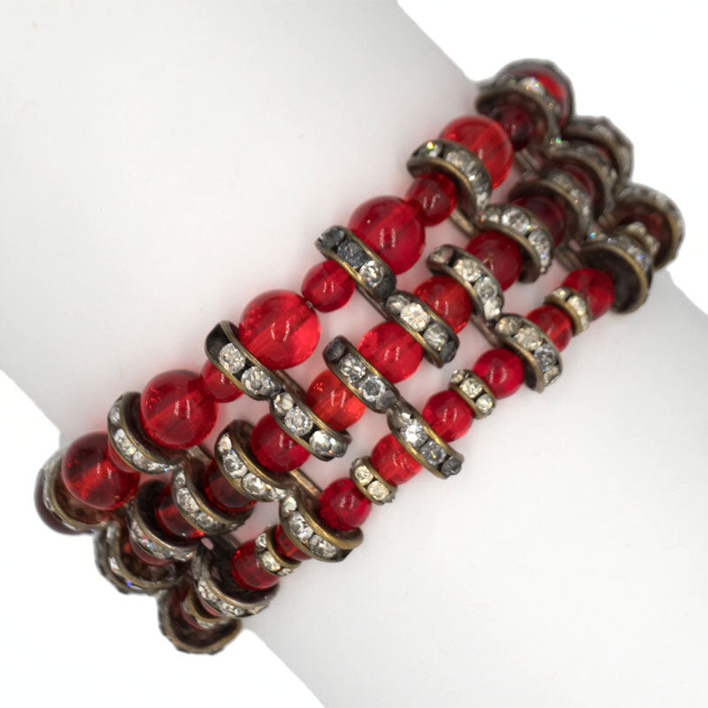 Ruby bead bracelet with rondelles