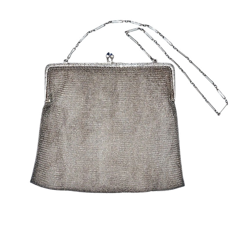 Vintage silver mesh purse w/jeweled clasp