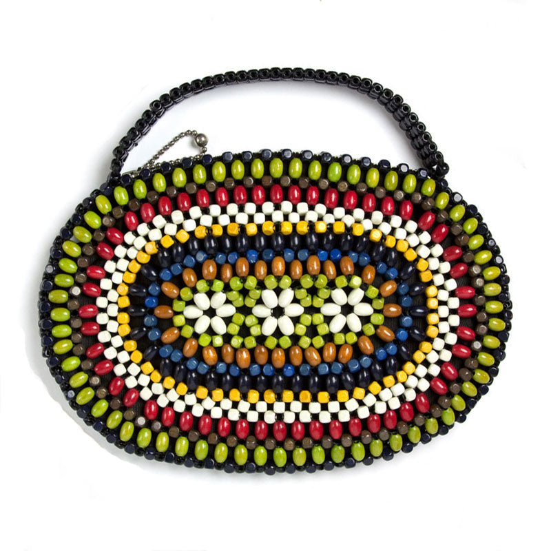 Back of wood-beaded bag