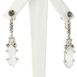 Dangling hexagon earrings with crystals & marcasites