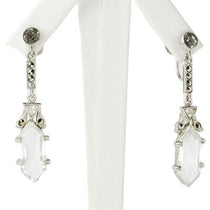 Dangling hexagon earrings with crystals & marcasites
