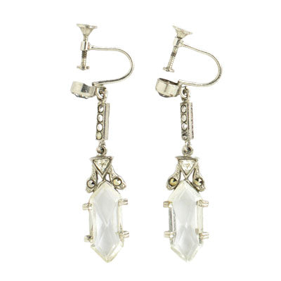 Crystal & marcasite pendant earrings