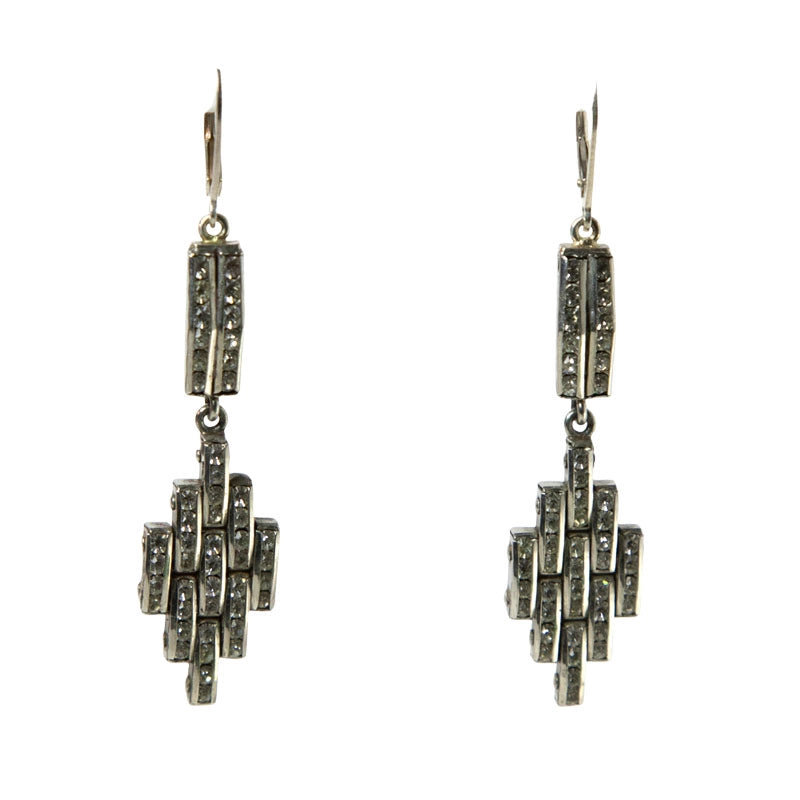 Vintage dangling earrings w/diamantes, by Schreiber & Hiller