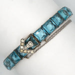 Aquamarine tennis bracelet with buckle