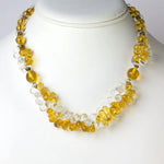 Vintage beaded necklace w/citrine & clear glass