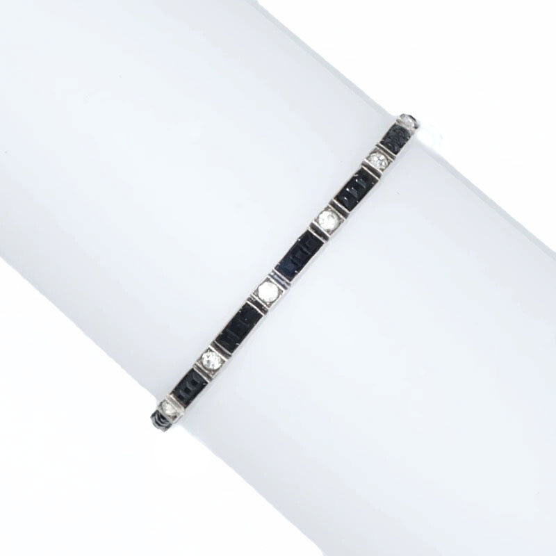 1930s onyx tennis bracelet with diamantes