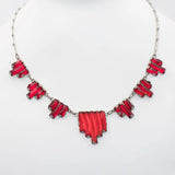 1920s necklace with red step glass plaques