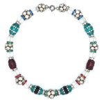 Gemstone bead necklace with diamantes & rondelles