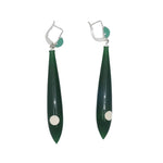 Green galalith Art Deco long earrings