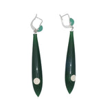 Green galalith Art Deco long earrings