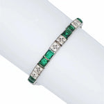 Vintage tennis bracelet w/faux emeralds & diamantes