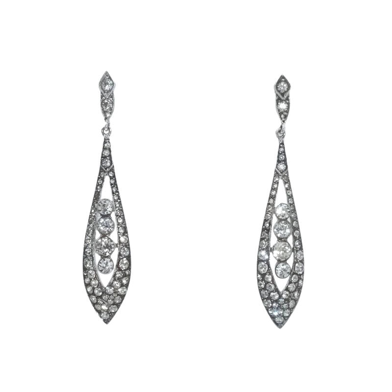 Vintage drop earrings w/diamantes in sterling