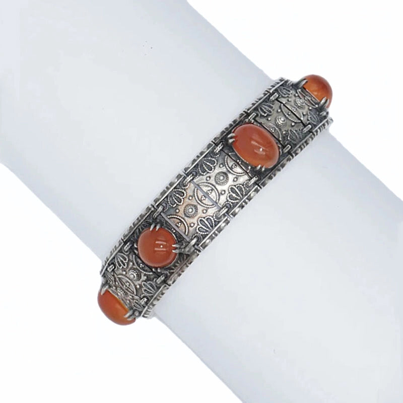 Sterling silver carnelian bracelet by Wachenheimer Bros.