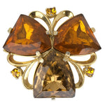 Close-up view of earring front, showing faceted stones