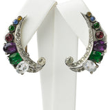 Crescent earrings w/gemstones by De Rosa