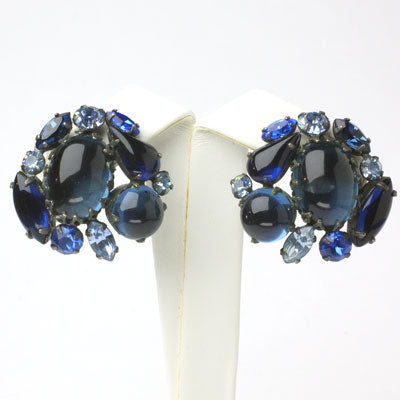 Vintage blue earrings w/melange of sapphire stones