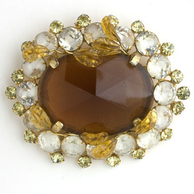 Hattie Carnegie brooch with golden topaz & citrine