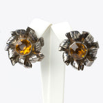 Citrine & sterling flower earrings