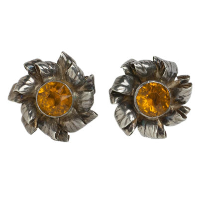 Citrine flower earrings