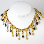 1950s necklace w/gold & colored beads