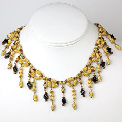 1950s necklace w/gold & colored beads