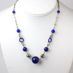 Lapis bead necklace with chrome