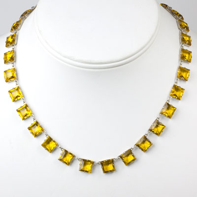 Vintage citrine necklace set on sterling silver frames