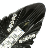 Black Bakelite & Diamanté Art Deco Brooch