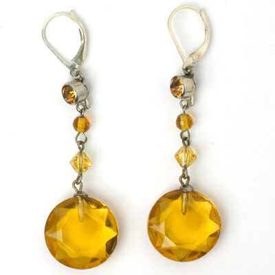 Art Deco earrings with citrine 'gumdrop' pendants