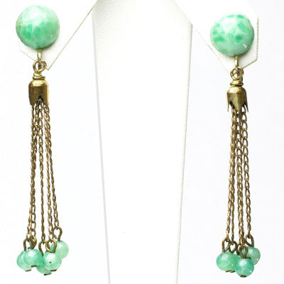Vintage jade earrings with dangling beads