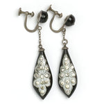 Art Deco black plastic earrings