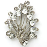 Flower dress clip in diamanté & sterling