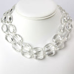 Vintage double strand necklace w/textured oval glass beads