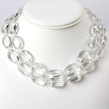 Vintage double strand necklace w/textured oval glass beads