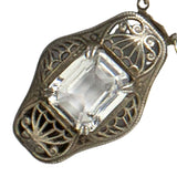Close-up view of sterling filigree clasp