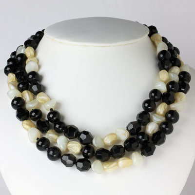 Handmade unique silver and black jewelry, made with silver pearls and black  onyx tube beads
