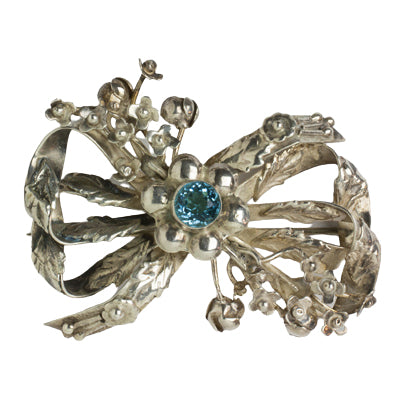 Hobé sterling silver brooch w/aquamarine