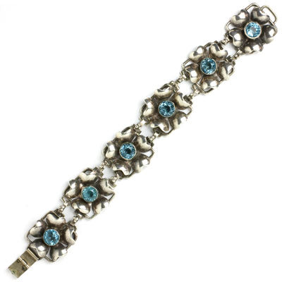 Hobe sterling silver & aquamarine floral bracelet