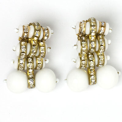 Miriam Haskell earrings with milk glass beads & disks