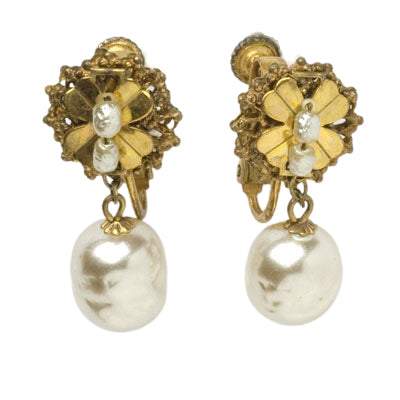 Pearl drop earrings by Miriam Haskell
