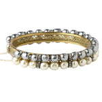 Back view of grey & cream pearl bangle bracelet