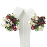 Glass pearl & gemstone earrings by Louis Rousselet