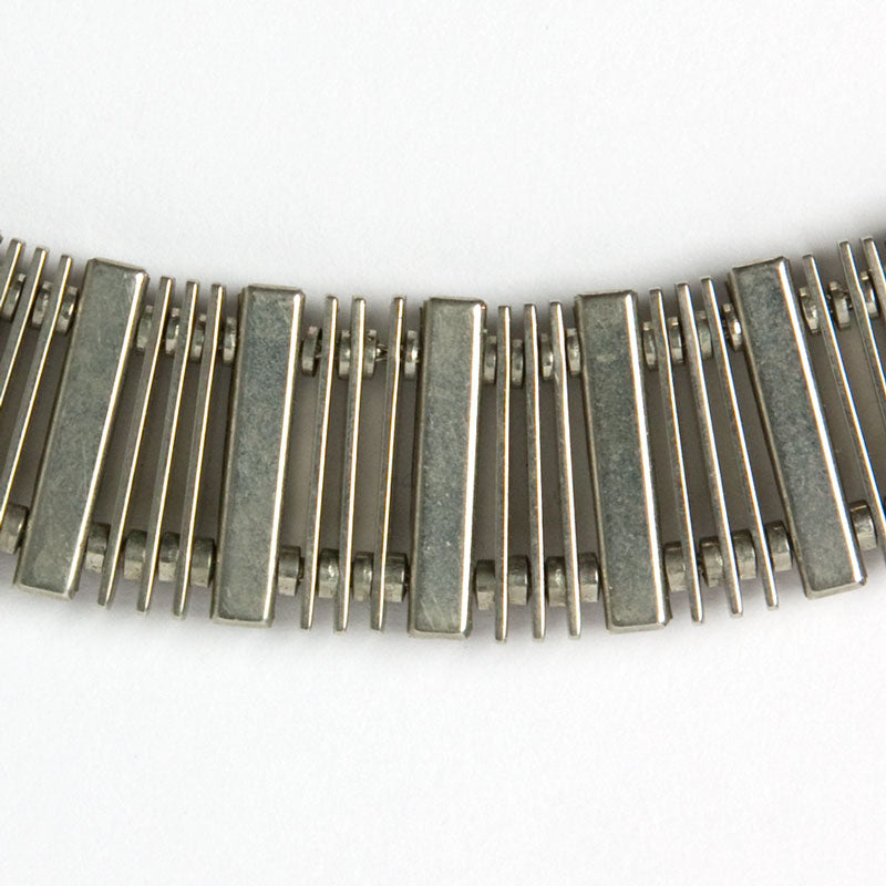 Close-up view of necklace back, showing construction