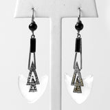 Camphor glass earrings with diamante and onyx