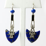 Art Deco-style earrings with lapis and diamante