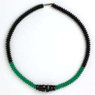 Full view of onyx & chrysoprase Art Deco necklace