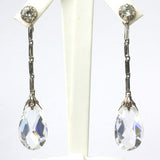 Glass teardrop earrings with diamantes set in sterling