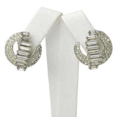 Trifari earrings with diamanté-embellished crescents