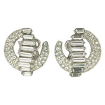 Trifari 1950s diamante crescent-shaped earrings