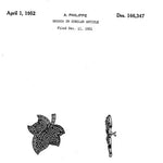 Design patent for Trifari leaf brooch